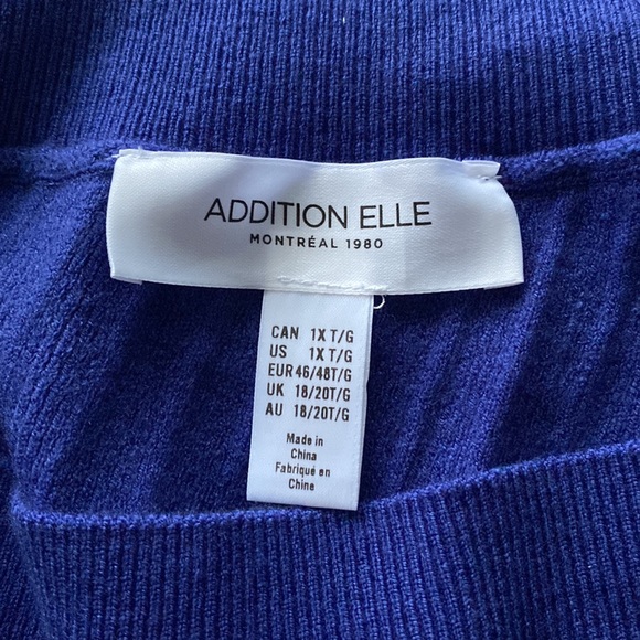 Off-the-shoulder blue sweater with bubble sleeves. - Picture 3 of 3